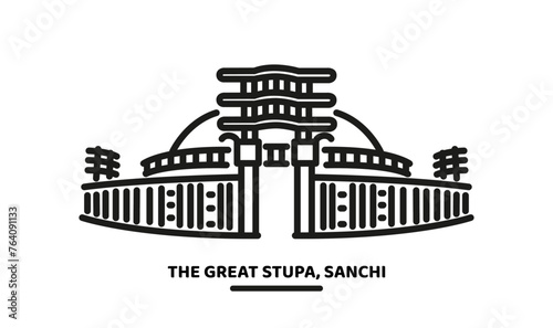 The Great Stupa of Sanchi vector icon illustration photo