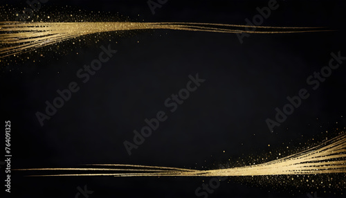 gold empty frame, bokeh lights on dark blue, black background, sparkling sparklers, festive party background, greeting card template