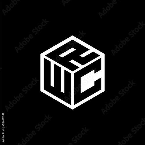 WCR letter logo design with black background in illustrator, cube logo, vector logo, modern alphabet font overlap style. calligraphy designs for logo, Poster, Invitation, etc. photo