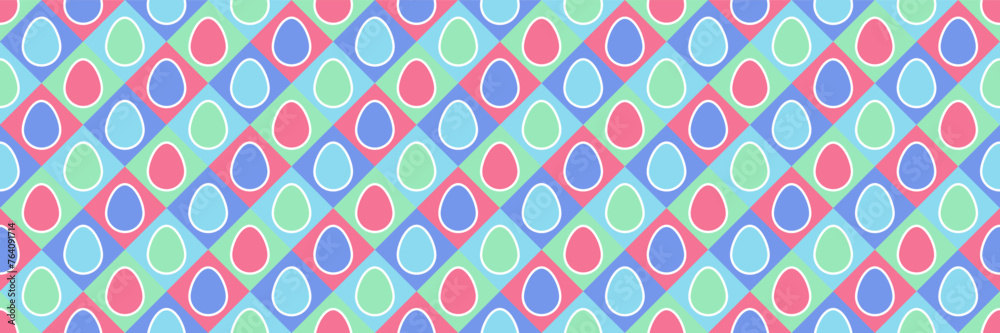 Seamless Easter texture. Background with colourful eggs. Banner. Vector illustration Seamless Easter texture. Background with colourful eggs. Banner. Vector illustration