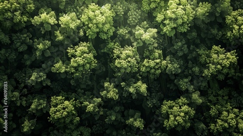 Top Arial view of greenish canopy of monsoonal forest photo