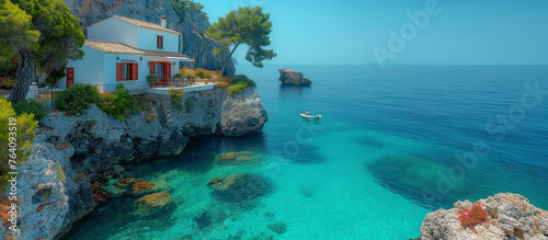 villa on a cliff near the mediterranean sea