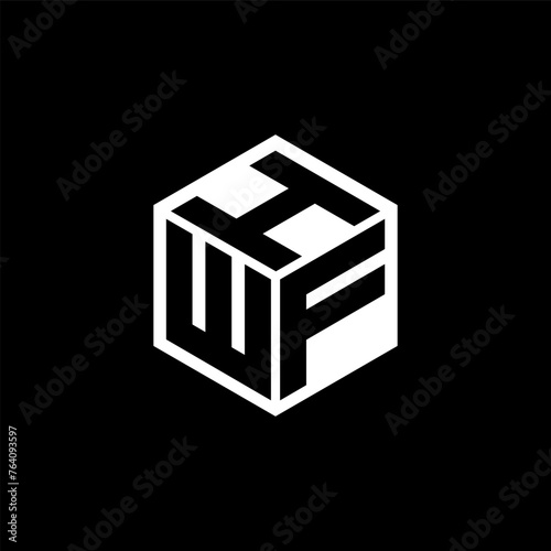 WFH letter logo design with black background in illustrator, cube logo, vector logo, modern alphabet font overlap style. calligraphy designs for logo, Poster, Invitation, etc.