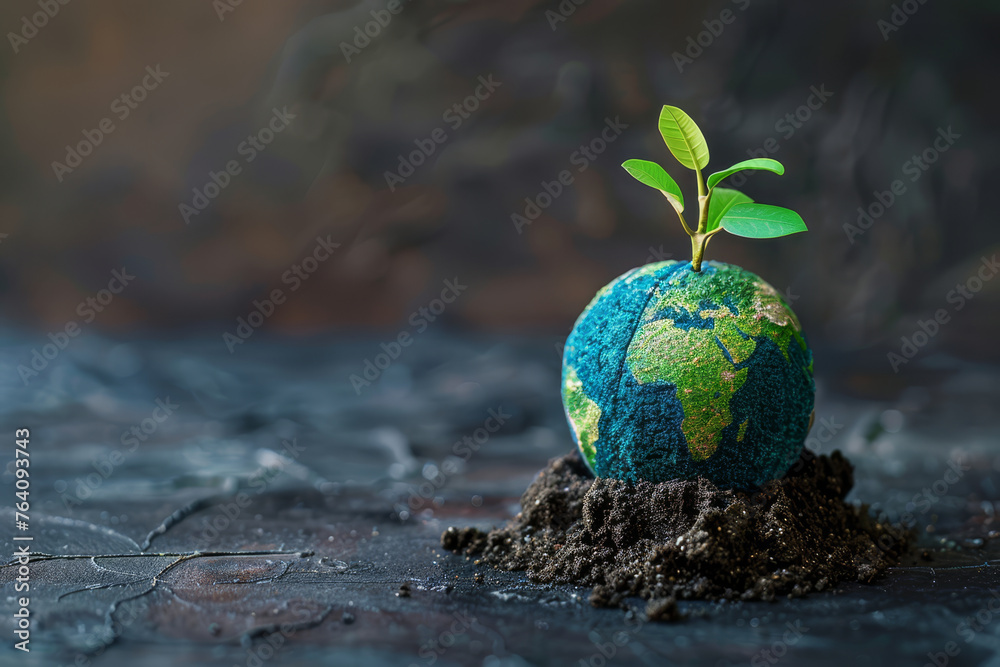 Conceptual image featuring a small, earth-like globe with a dense forest atop, representing a miniature world and environmental focus. Conceptual image featuring a small, earth-like globe with a dense forest atop, representing a miniature world and environmental focus.