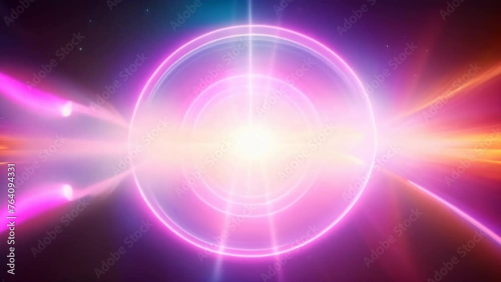 A bright, colorful, and glowing circle with a purple center. The circle is surrounded by a purple and orange glow. A bright, colorful, and glowing circle with a purple center. The circle is surrounded by a purple and orange glow.