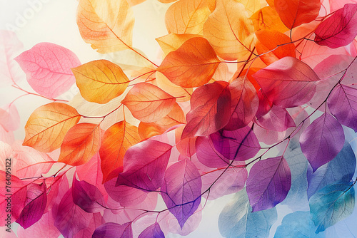 Watercolor bliss with pastel leaf dance, high noon brilliance, fisheye effect , vibrant color