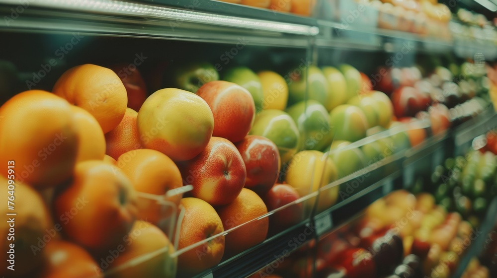 Fresh Fruit Shelf in Supermarket