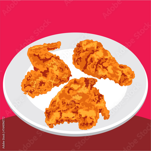 Crispy Fried Chicken Vector Ayam Goreng Fast Food
