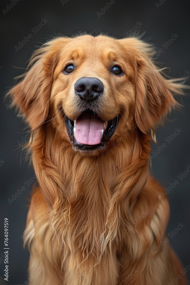 Happy golden retriever dog