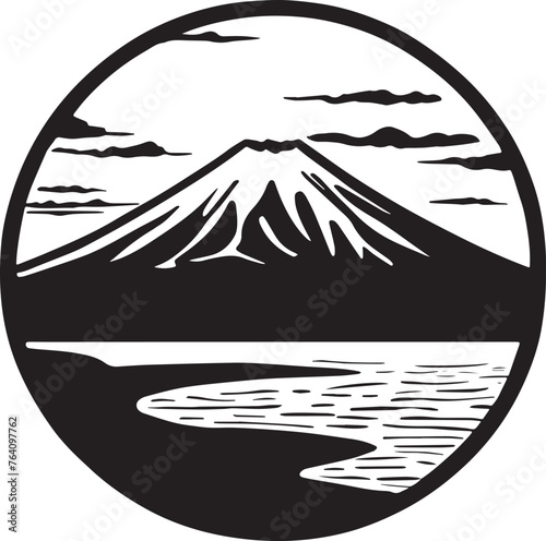 円形窓に入った富士山のアイコン_01