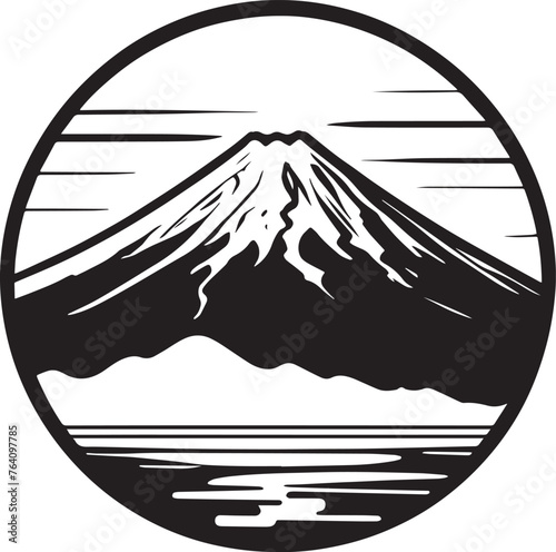円形窓に入った富士山のアイコン_02