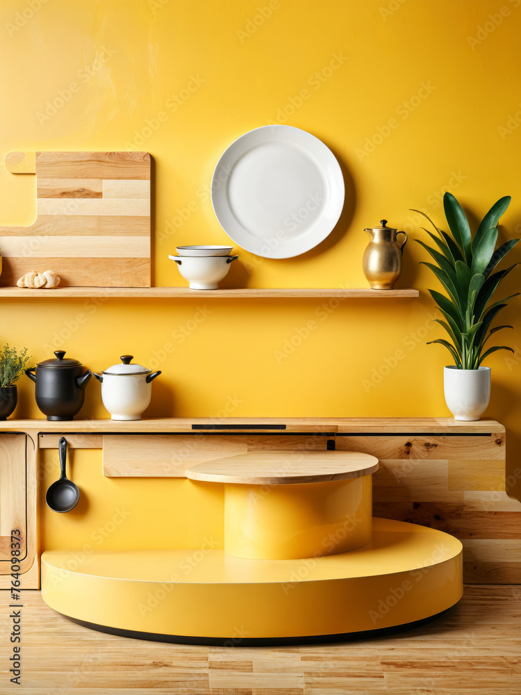 Yellow Product Display Background, Kitchen background podium product ...
