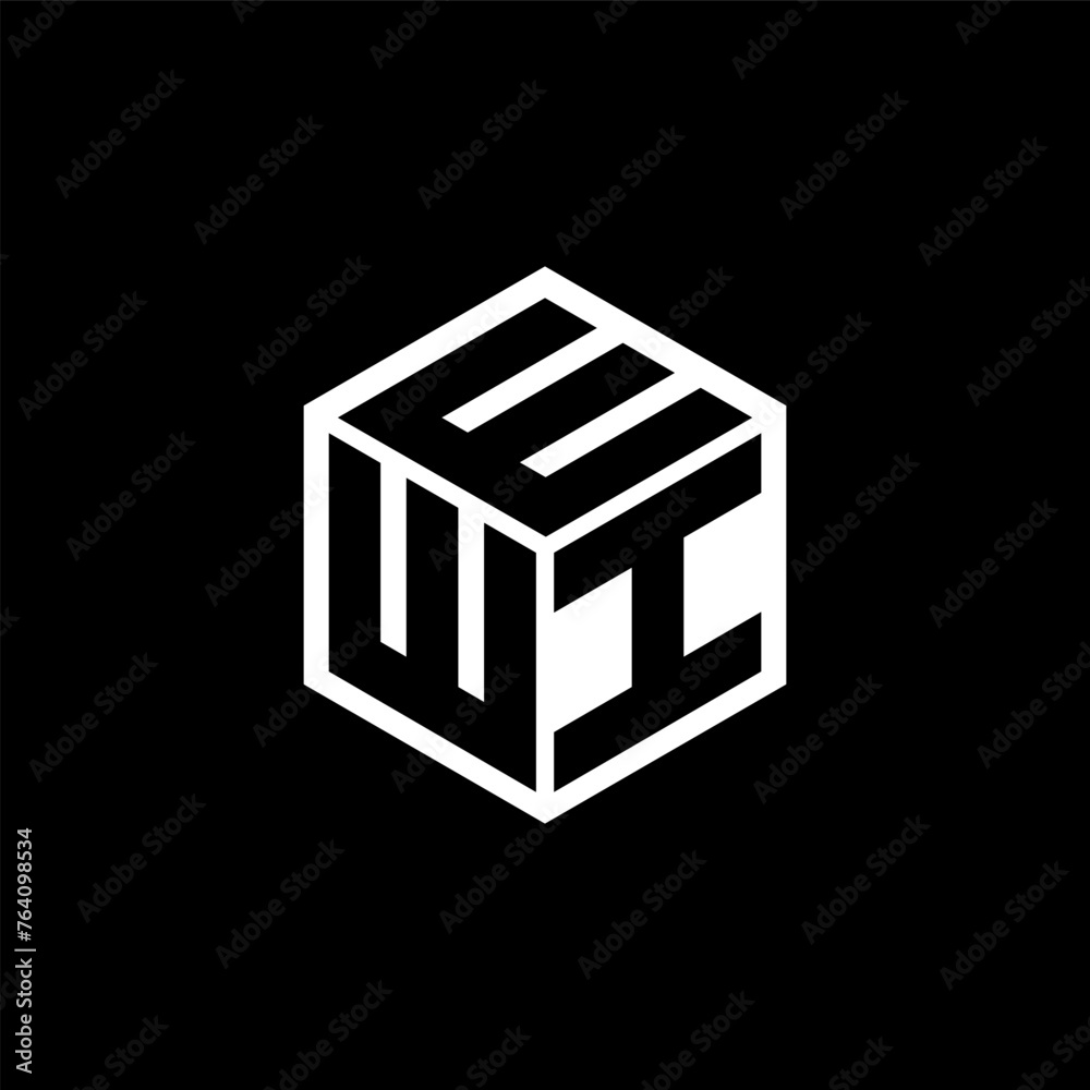 WIE letter logo design with black background in illustrator, cube logo, vector logo, modern alphabet font overlap style. calligraphy designs for logo, Poster, Invitation, etc. - obrazy, fototapety, plakaty 