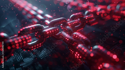 A chain of red links is shown in a blurry, abstract style © CtrlN