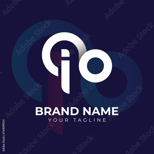 Letter io logo, vector design template