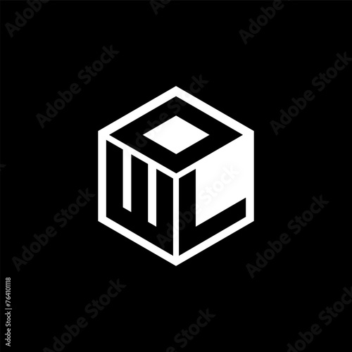 WLO letter logo design with black background in illustrator, cube logo, vector logo, modern alphabet font overlap style. calligraphy designs for logo, Poster, Invitation, etc.