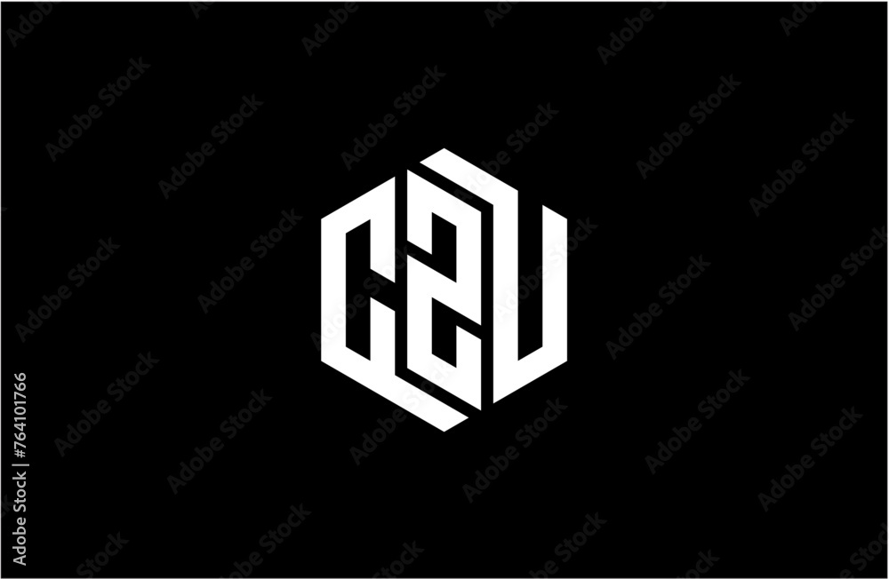 CZU creative letter logo design vector icon illustration - obrazy, fototapety, plakaty 