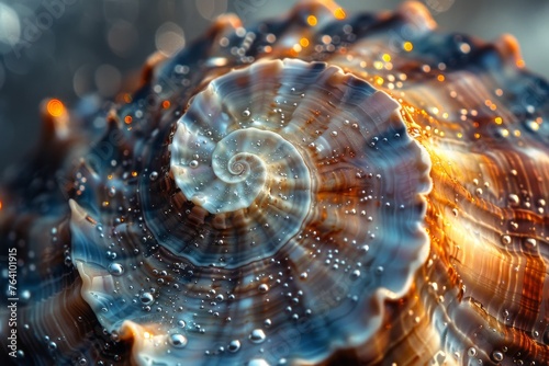 Beautiful spiral seashell close up #764101915