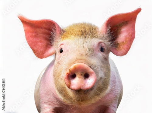Pig closeup isolated on white background