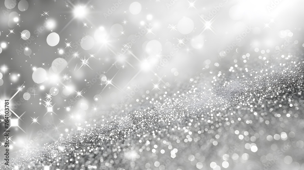 silver glitter on a bokeh background