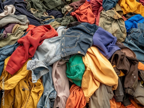 A colorful assortment of various clothing items heaped together.