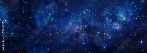 night sky and stars and constellations  milky way. space background filled with galaxies and clouds. the dark blue depths of the universe. wallpaper or banner
