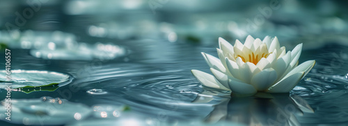 Crystal clear water, lotus flower, self-care, growth, purity, well-being, health, inner peace, harmony, rebirth, relaxation, spirituality, balance, meditation, connection, tranquility, symbolism. ©  J. GALIÑANES STOCK