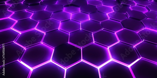 digital neon purple hexagonal honeycomb background.