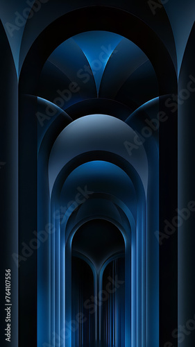 black abstract minimalistic background,architecture elements, blue gradient,