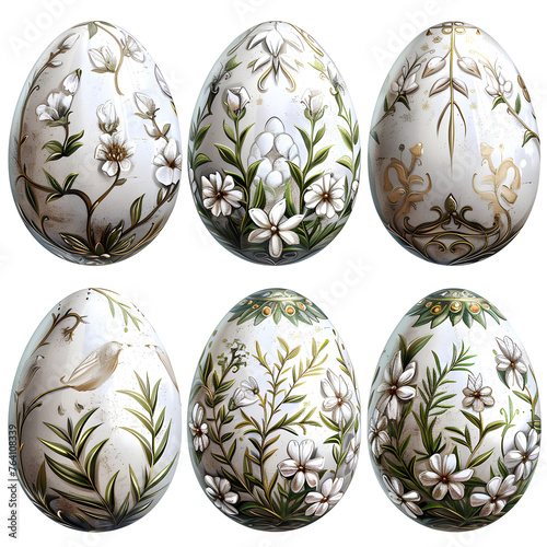 A set of hand-painted Easter eggs in various pastel colors, perfect for holiday decoration and celebration.