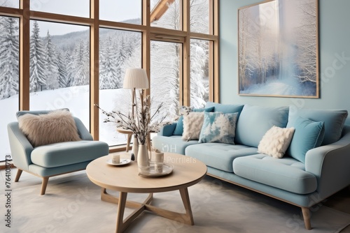 Contemporary scandinavian living room interior design with minimalist home decor © Mari