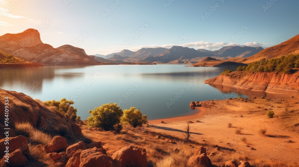 Guaiba lake landscape, Beautiful sunset on the edge of Guaíba