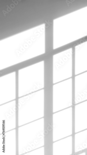 Natural Light and shadow from window overlay effect on  white background. Silhouette light abstract can use for wallpaper minimal mock up design.Black and white blurred image backdrop..