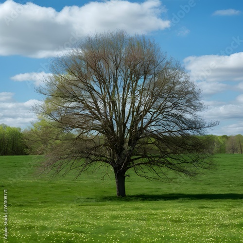 Springtime scene features a flourishing tree in a verdant pasture For Social Media Post Size © Jawed Gfx