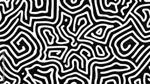 Black and white background with abstract lines filling every space