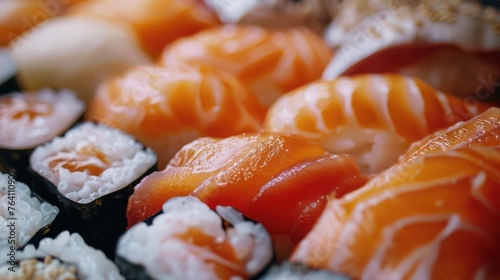 Delicious sushi, a typical Japanese dish.