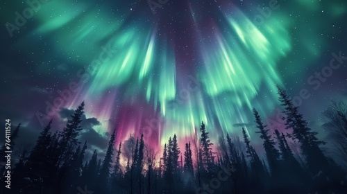 Atmosphere: A breathtaking view of the Northern Lights dancing in the night sky