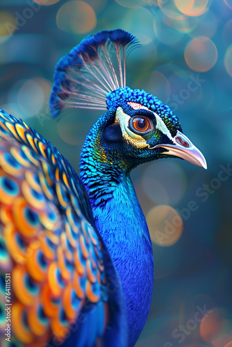 Beutiful photo of blue color peocock  Generative ai 