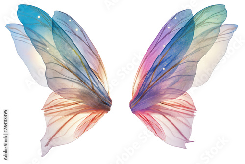 A pair of fantasy fairy wings isolated on a transparent background