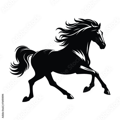 silhouette of horse running vector