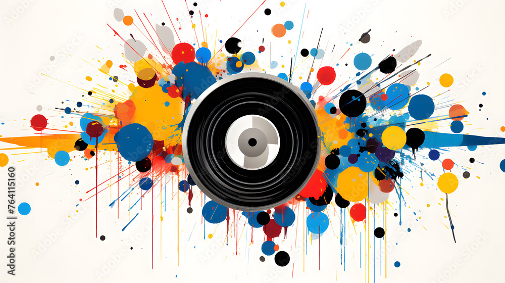 Obraz premium A colorful music art background with vibrant contrasting colors