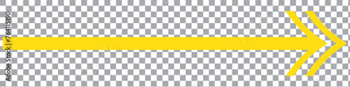 Yellow long arrow to the right . vector, isolated. Yellow arrow isolated on transparency background