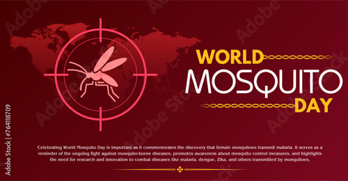 World Mosquito Day campaign or celebration banner design. Raising Awareness, Saving Lives: World Mosquito Day