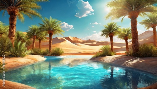 close up picture of an oasis in the desert