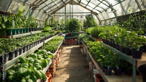 Eco-friendly greenhouse with climate control and plant health sensors