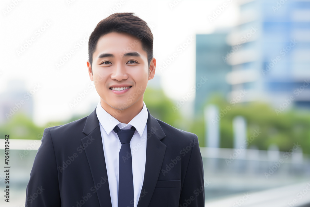 Happy smart asian business man in business center of ASEAN Economic Community - AEC. Happy smart asian business man in business center of ASEAN Economic Community - AEC.