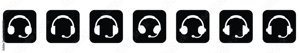 Headphones icons set. Headset symbol. Music signs. Earphones vector illustration Headphones icons set. Headset symbol. Music signs. Earphones vector illustration