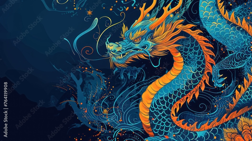 Chinese lunar new year celebration template with zodiac dragon and copy space design. Chinese lunar new year celebration template with zodiac dragon and copy space design.