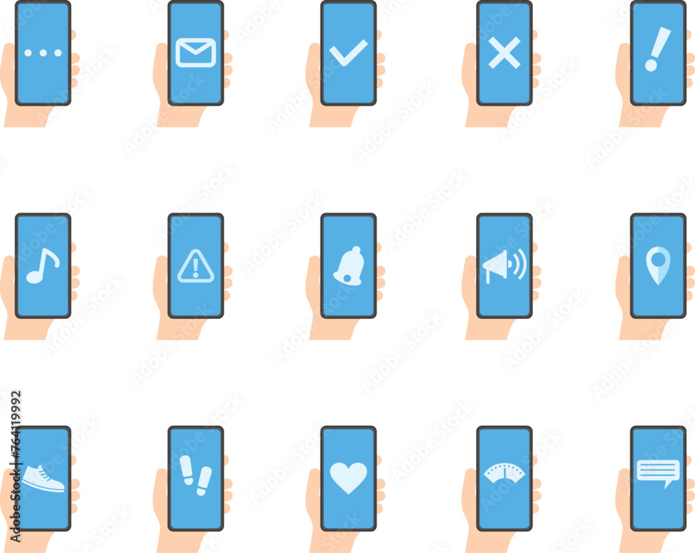 スマートフォン プッシュ通知イメージイラスト バリエーションセット
スマートフォン プッシュ通知イメージイラスト バリエーションセット