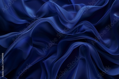 Dark blue color. elegant background с пространством для дизайна. Soft wavy folds. Drapery. Gradient.